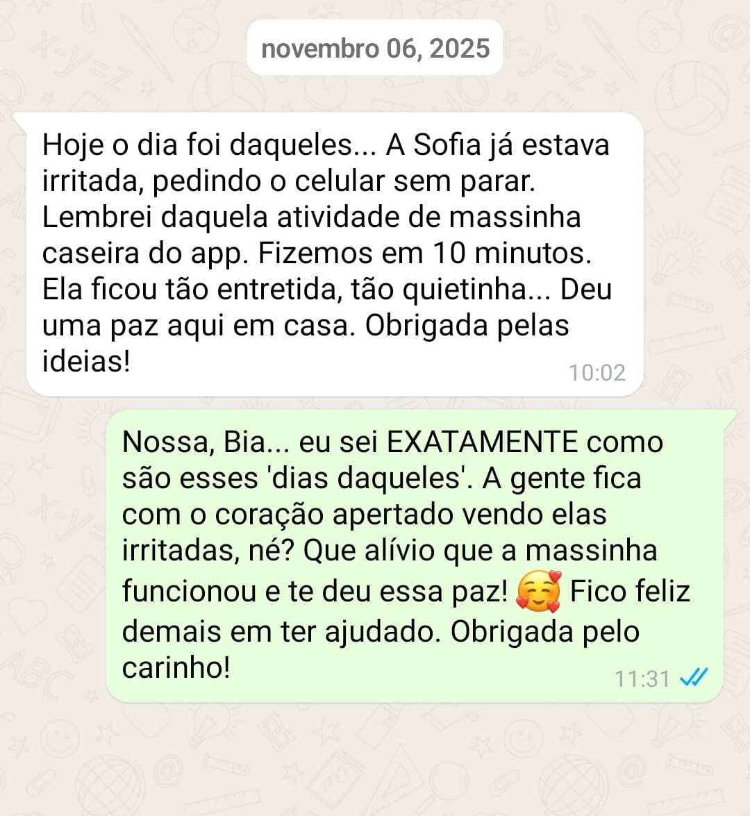 Depoimento de afiliada BrincaFácil no WhatsApp