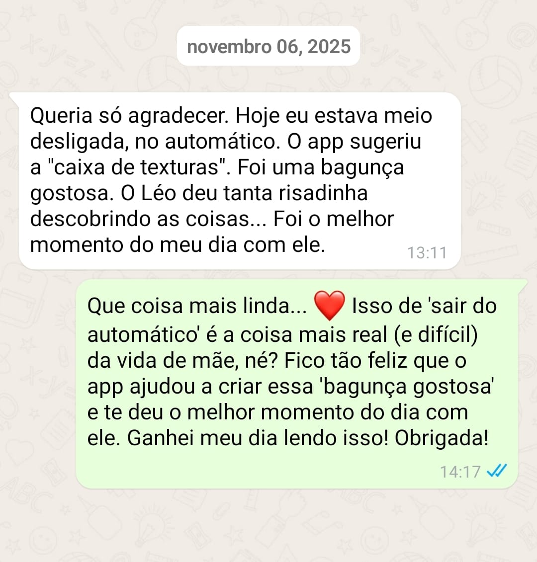 Depoimento de afiliada BrincaFácil no WhatsApp